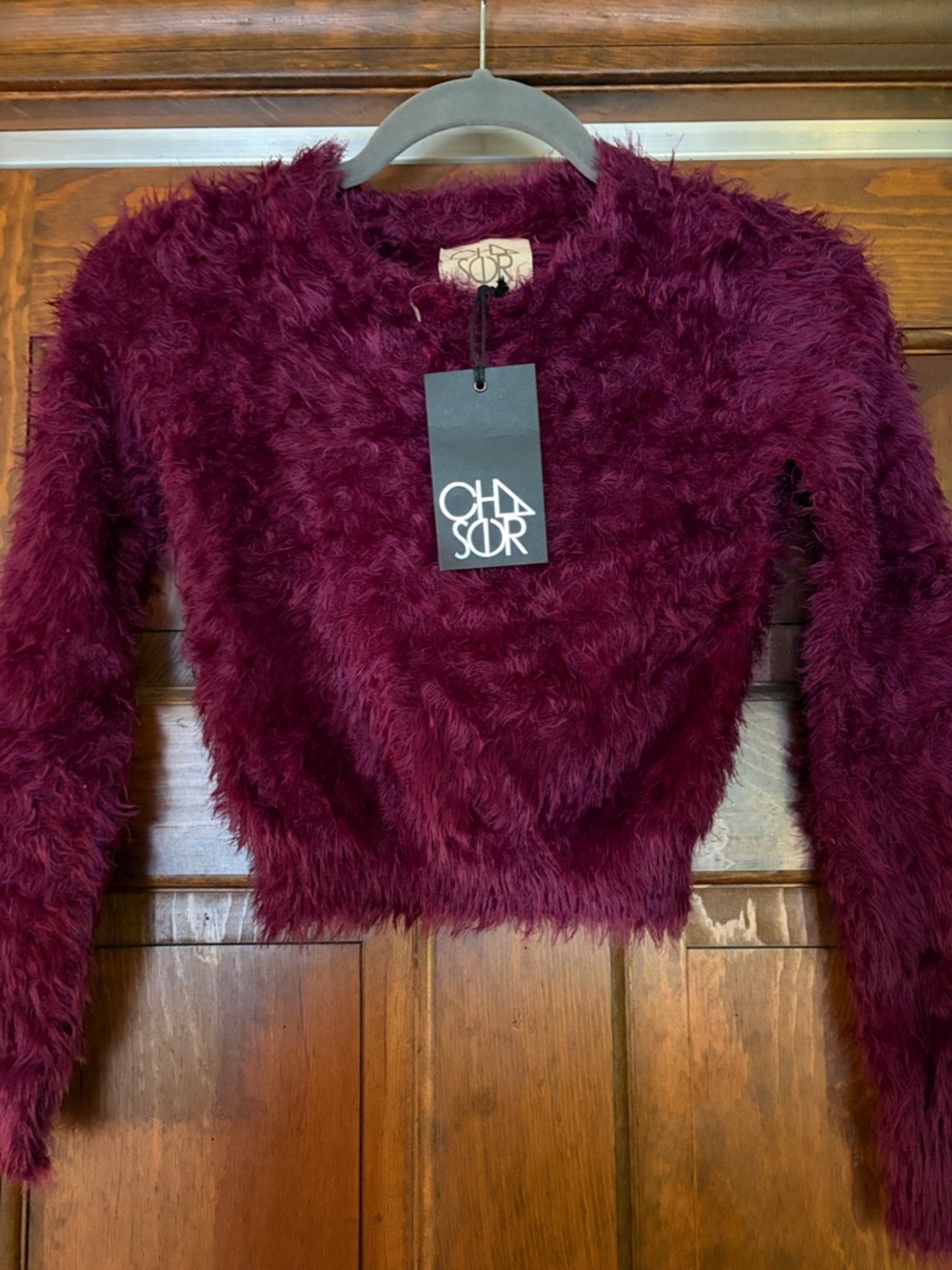 Chaser Vintage Fuzzy-Fur Crop Top